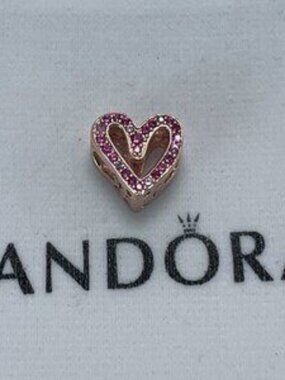 Pandora Sparkling Ruby Red & Pink Freehand Heart Rose Gold-Plated
